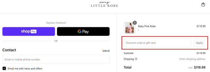 How to use Sexy Little Robe promo code