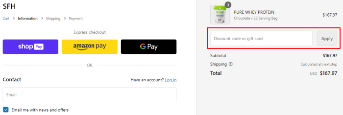 How to use SFH.com promo code