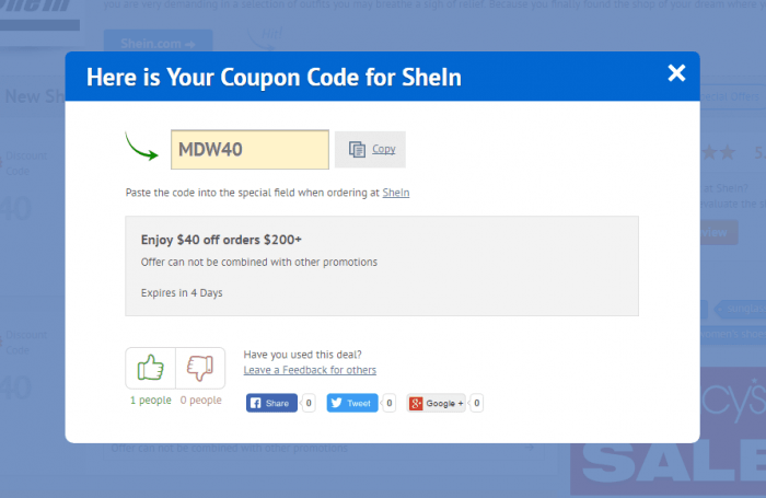 Coupon shein 85% Off