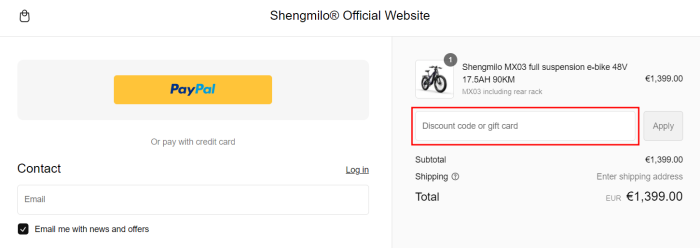 How to use Shengmilo promo code