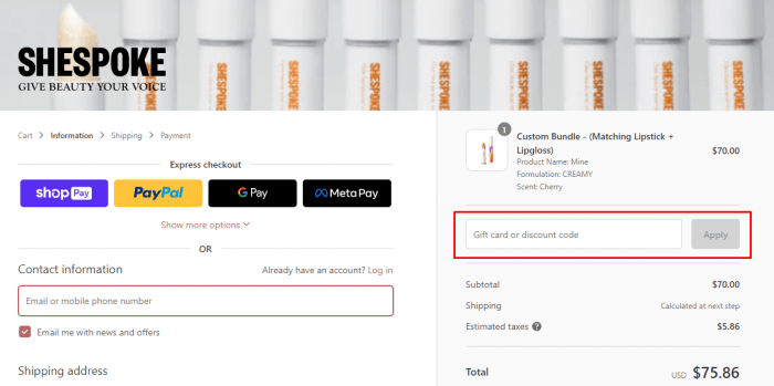 How to use Shespoke promo code
