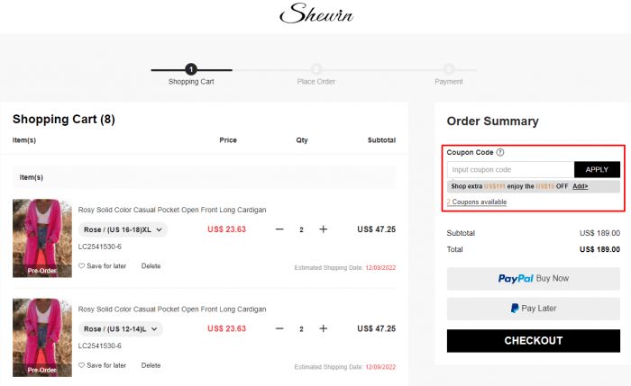 How to use Shewin promo code