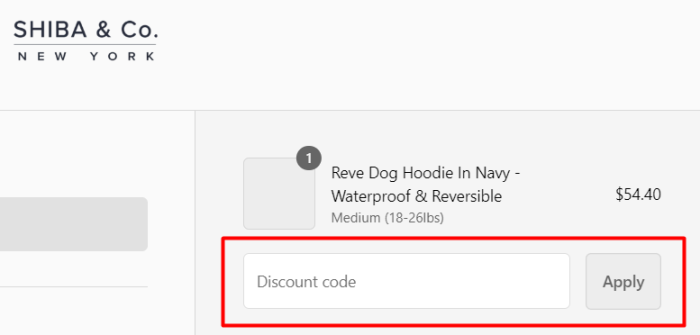 How to use SHIBA & CO. promo code