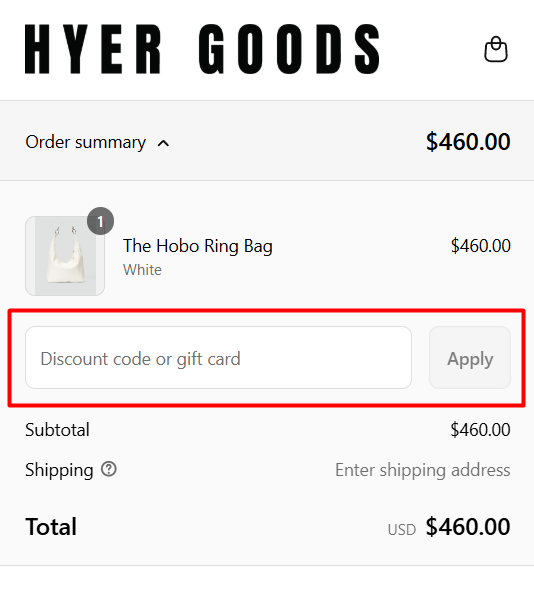 How to use HYER GOODS promo code