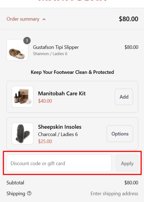How to use Manitobah promo code