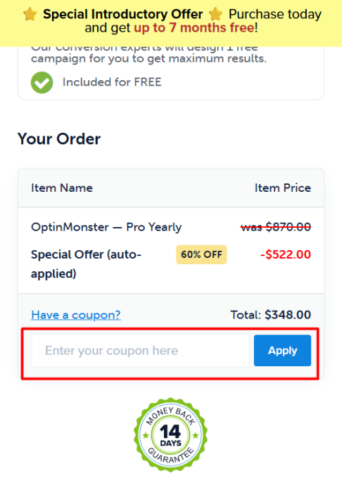 How to use OptinMonster promo code