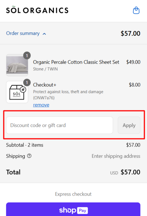 How to use SOL Organics promo code