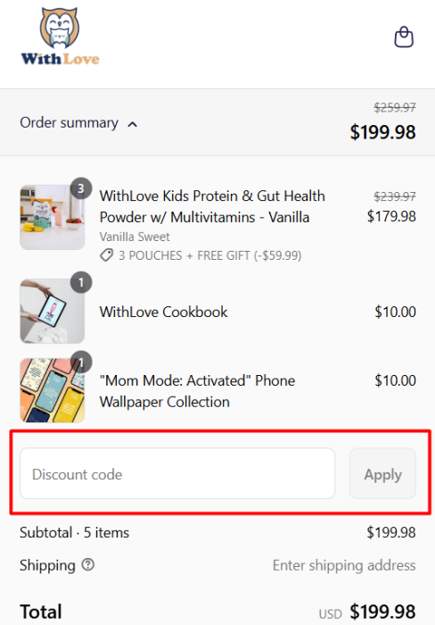 How to use WithLove promo code