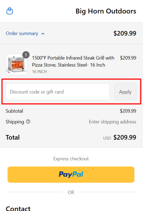 How to use Big Horn Outdoors promo code
