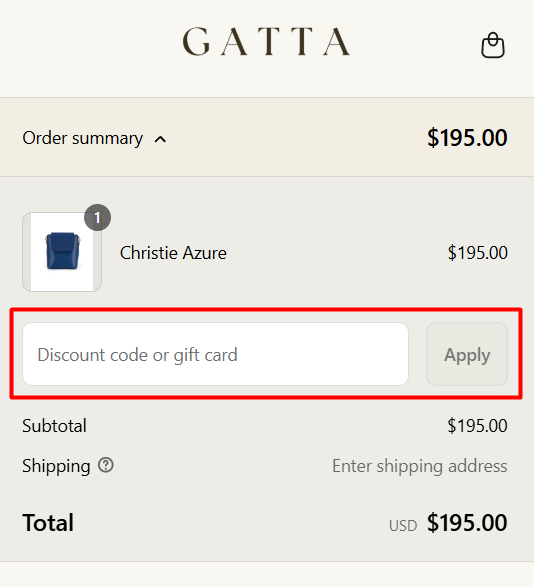 How to use GATTA Bag promo code
