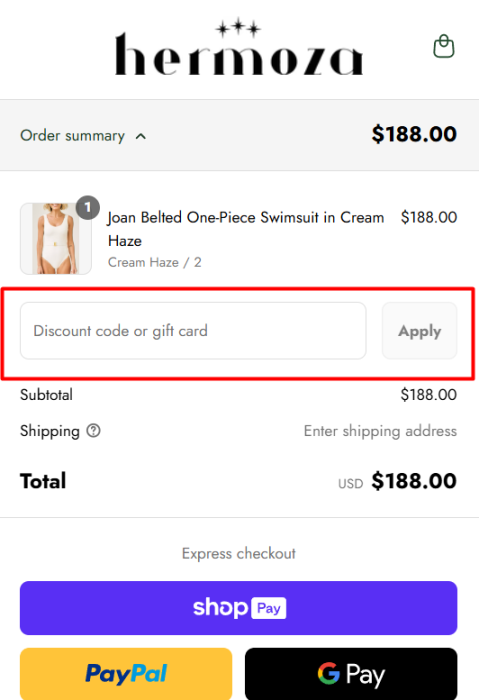 How to use Hermoza promo code