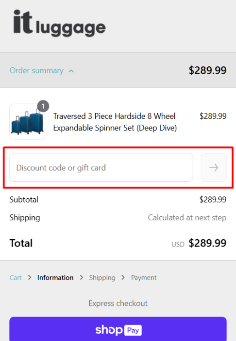 How to use it Luggage promo code