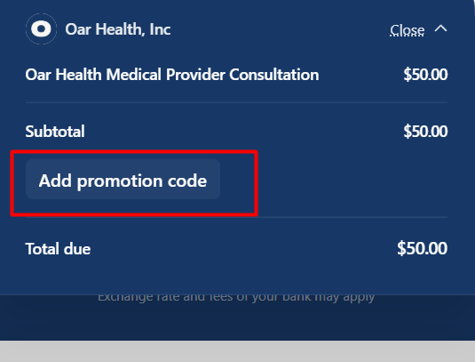 How to use Oar Health promo code