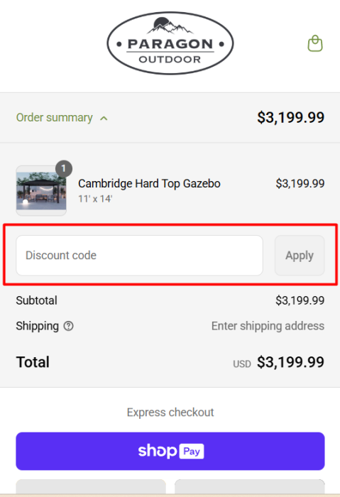 How to use Paragon Outdoor promo code