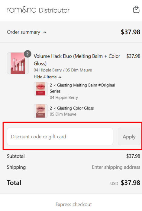 How to use Rom&nd promo code