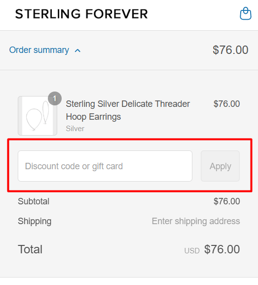Where to enter Sterling Forever promo code How to use Sterling Forever promo code