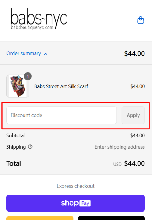 How to use Babs Boutique NYC promo code