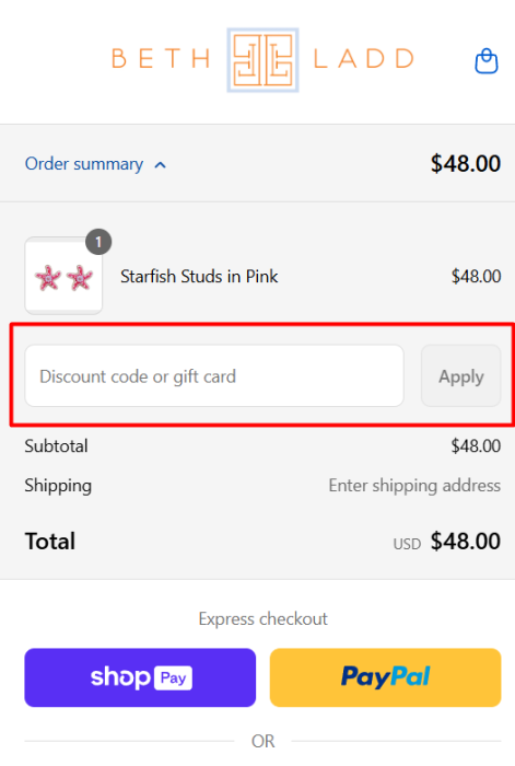 How to use Beth Ladd Collections promo code
