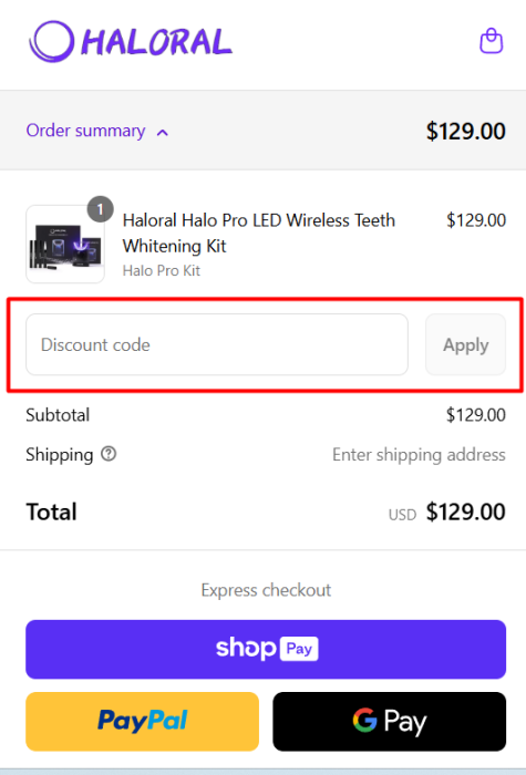 How to use Haloral promo code