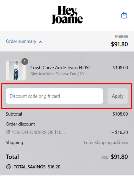 How to use Hey Joanie promo code
