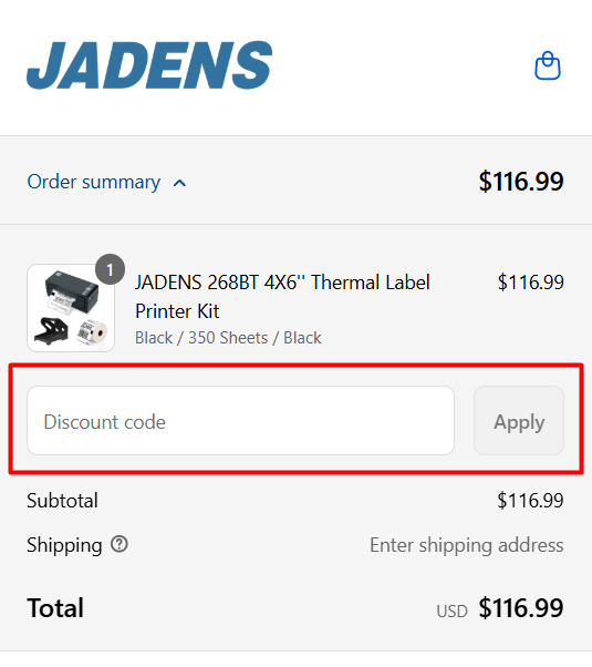 How to use JADENS promo code