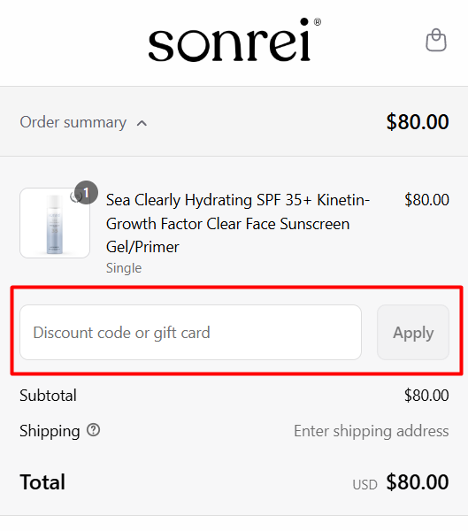 How to use Sonrei Skin promo code