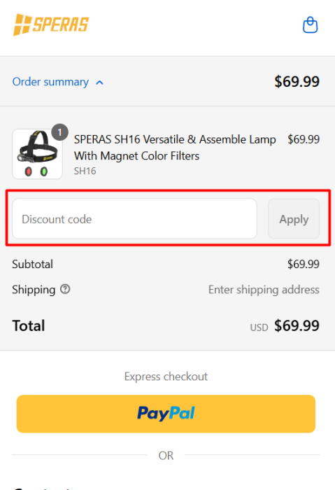 How to use SPERAS Flashlight promo code