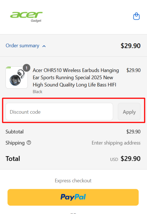 How to use Acer Gadget promo code