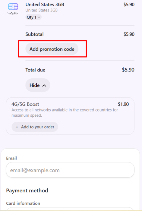 How to use SimOptions promo code