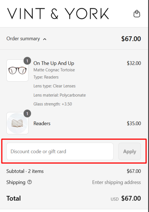 How to use Vint & York promo code