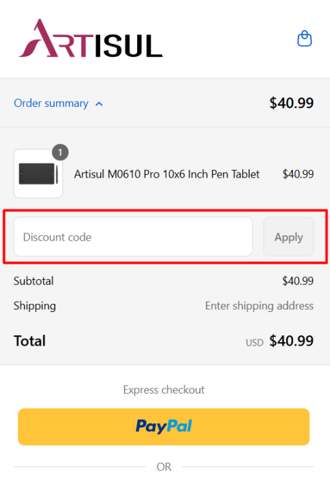 How to use Artisul promo code