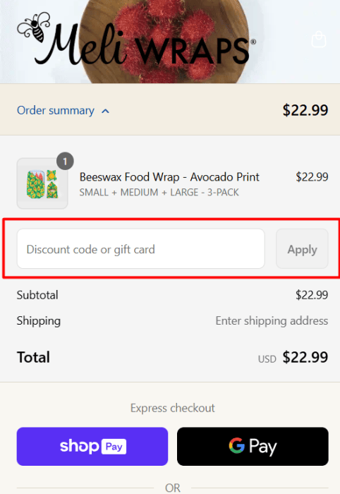 How to use Meli Wraps promo code