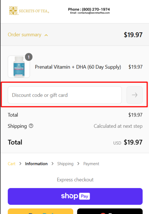 How to use Secrets Of Tea promo code