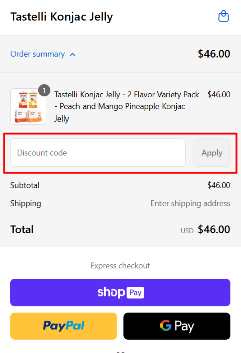 How to use Tastelli promo code