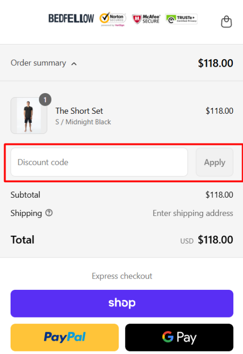 Where to enter Bedfellow promo code How to use Bedfellow promo code