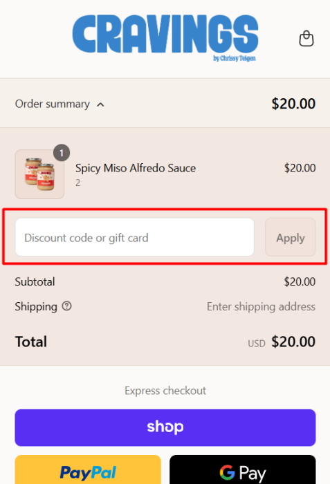 Where to enter Cravings By Chrissy Teigen promo code How to use Cravings By Chrissy Teigen promo code