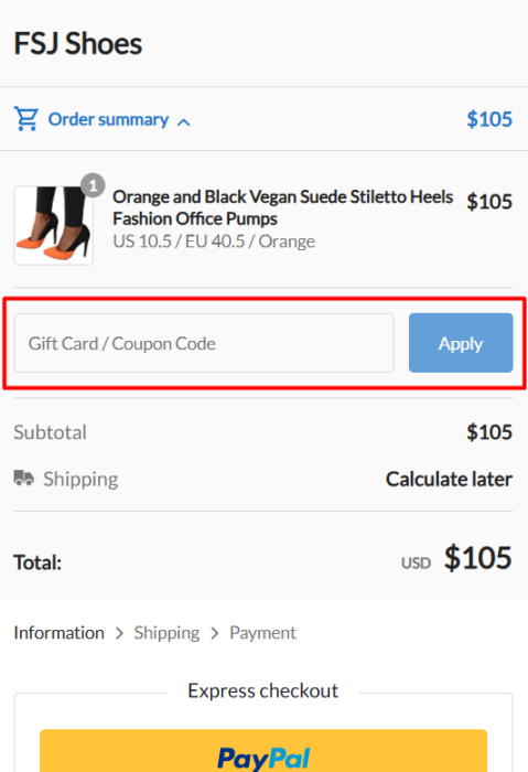 Where to enter FSJ Shoes promo code How to use FSJ Shoes promo code