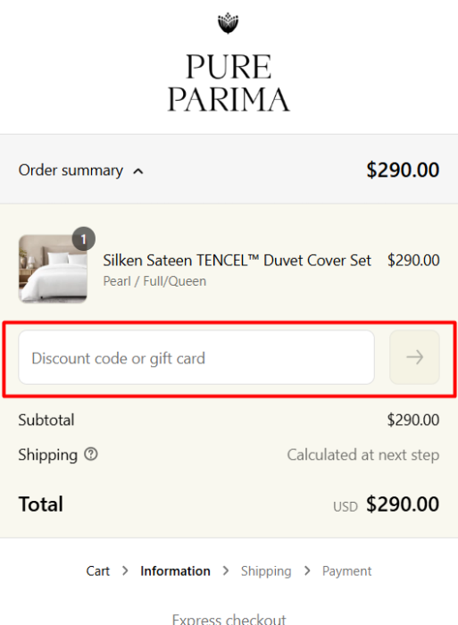 Where to enter Pure Parima promo code How to use Pure Parima promo code