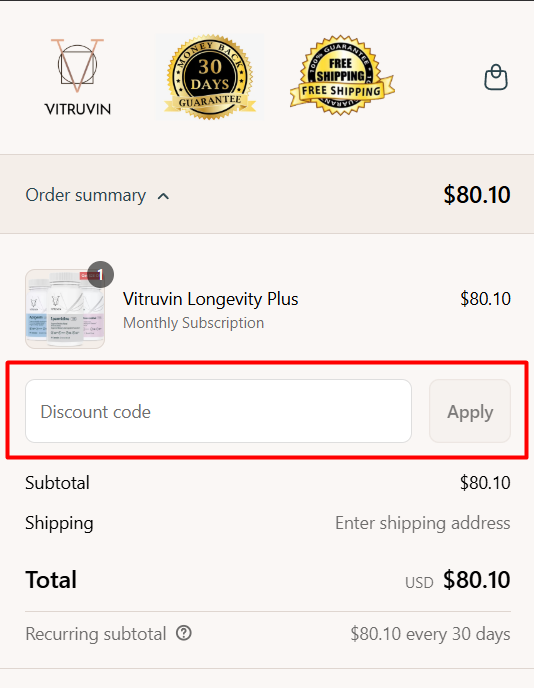 How to use Vitruvin promo code