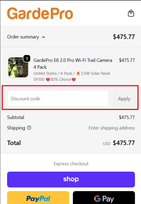 Where to enter GardePro promo code How to use GardePro promo code