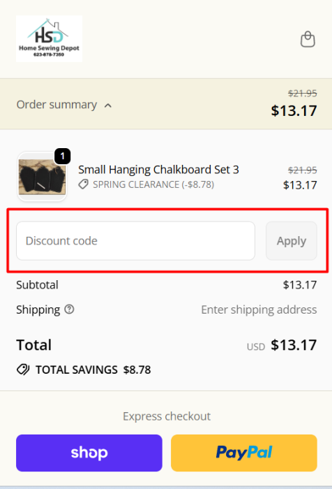 Where to enter Home Sewing Depot promo code How to use Home Sewing Depot promo code