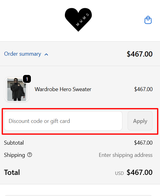 How to use Mum's Handmade promo code