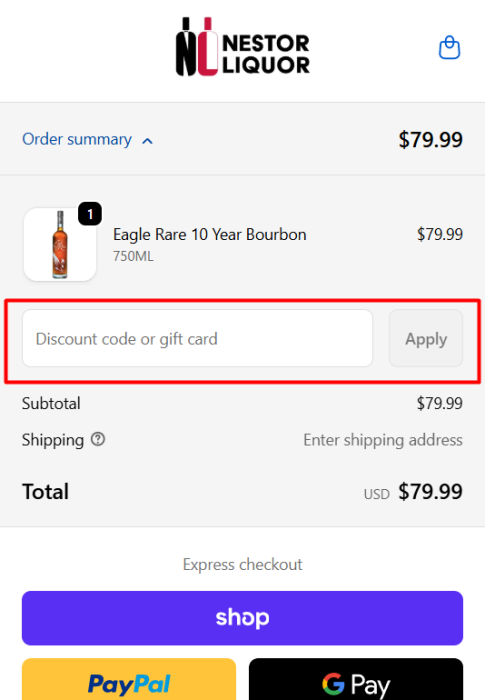 How to use Nestor Liquor promo code
