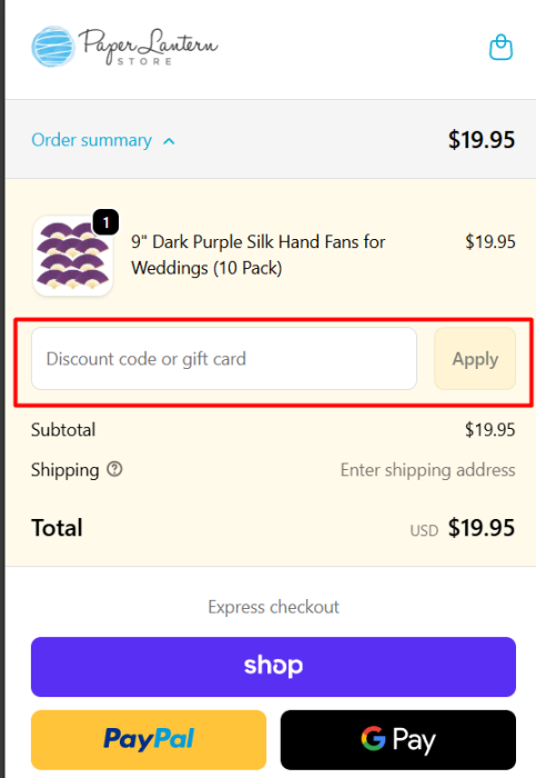 Where to enter Paper Lantern Store promo code How to use Paper Lantern Store promo code