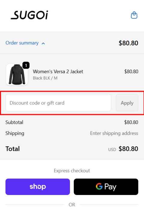 Where to enter Sugoi promo code How to use Sugoi promo code