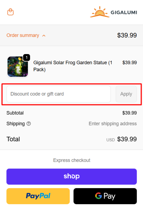 Where to enter Gigalumi promo code How to use Gigalumi promo code