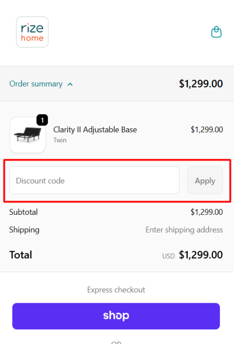 Where to enter Rize Home promo code How to use Rize Home promo code