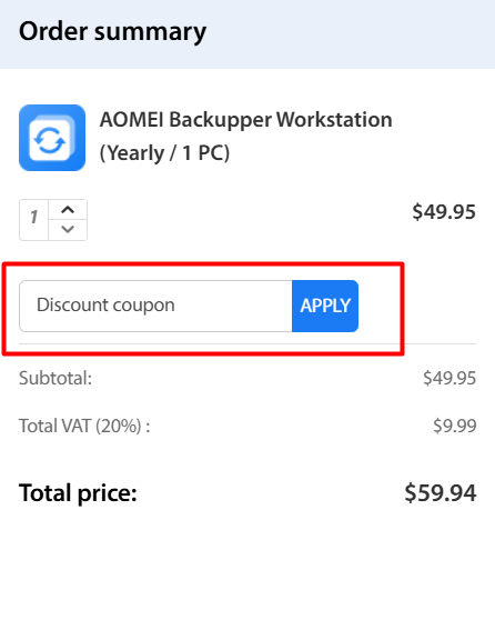 How to use AOMEI promo code
