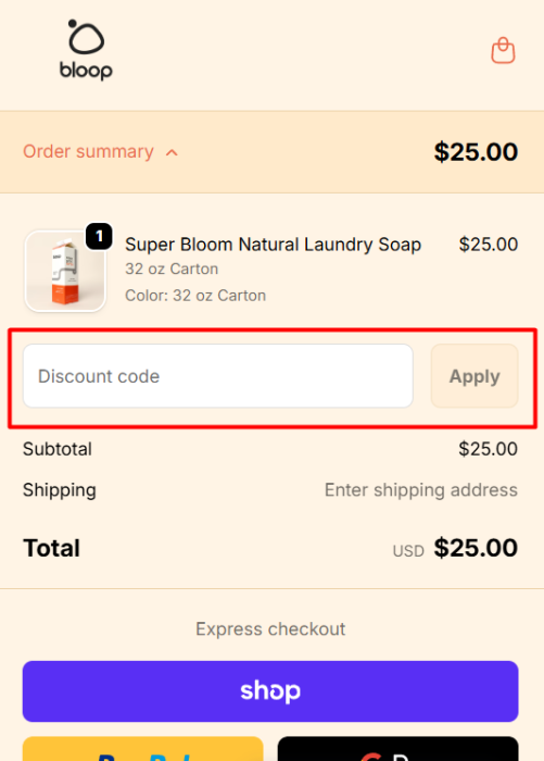 How to use Bloop Laundry Soap promo code