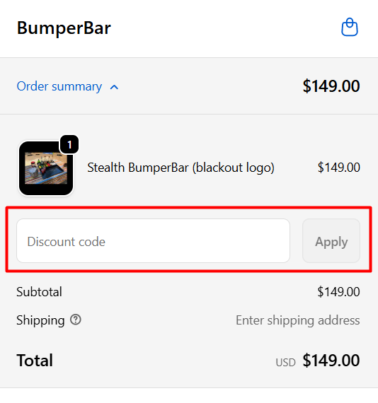 How to use BumperBar promo code